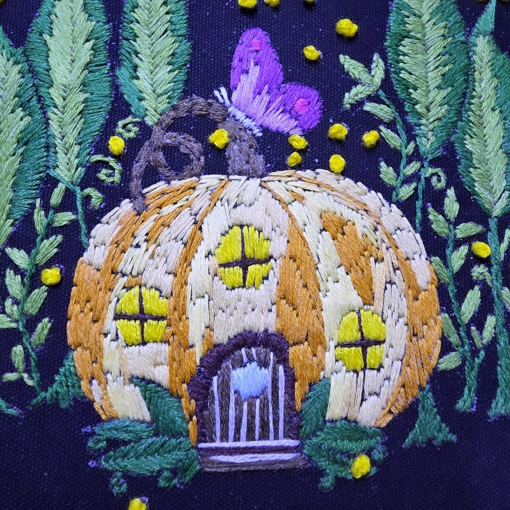 Embroidered Pumpkin and Butterfly Design